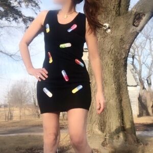 Moschino Couture Pill Print Wool Tank Dress